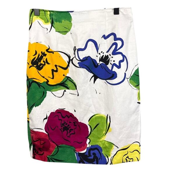 Max Mara Floral Pencil Skirt Bold Colors SZ 8 Designer Dopamine Luxury Vibrant - Picture 3 of 9